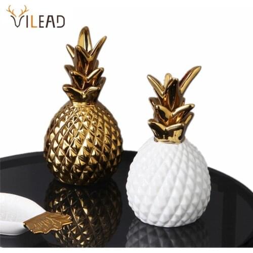 VILEAD Ceramic Pineapple Decoration Storage Figurines Creative Ananas Sculpture Home Decor Loft Fruit Modern Decorative Figure