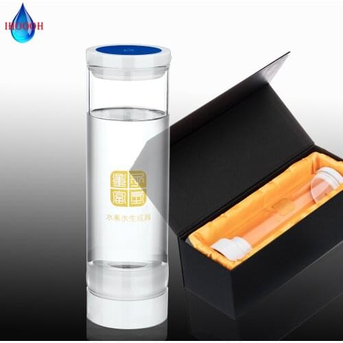 Hydrogen Rich Water Generator Machine PEM Membrane Electrolysis Alkaline H2 Ionizer Cup Anti-Aging 600ML Glass Drinking Bottle