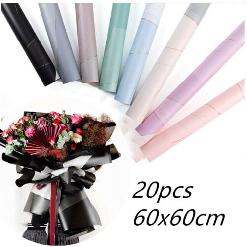 20pcs Waterproof Matte Flowers Wrapping Kraft Paper Bouquet Florist Supplies Gift Wrapping Paper DIY Material Home Deco 60*60cm
