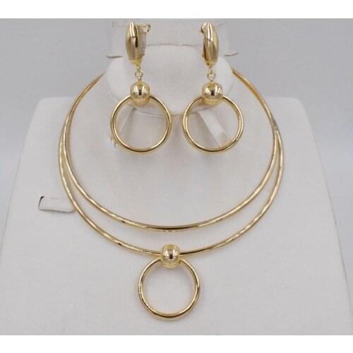 High Quality Ltaly 750 Gold color Jewelry Set For Women african beads jewlery fashion necklace set earring jewelry