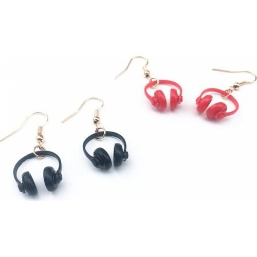 Funny Cool Simulation Mini Earphone Earrings Womens Fashion Creative Ear Clip Cute Hand-made DIY Headset Jewelry Birthday Gift