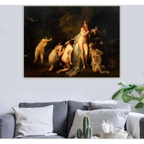 Jules Joseph Lefebvre《Diana surprised》Canvas Oil Painting Artwork Aesthetic Poster Picture Wall Hanging Decor Home Decoration