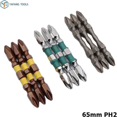 10pcs/set 65mm PH2 Cross bit drill Head Screwdriver Bits Hand Tools Anti Slip Electric Hex Shank Magnetic Screwdriver Drill Bit