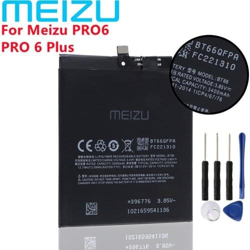 MEIZU 100% Original BT66 3400mAh Battery For Meizu PRO 6 Plus 6plus 6+ M686 M686G M686Q Replacement Mobile Phone Batteries MEIZ