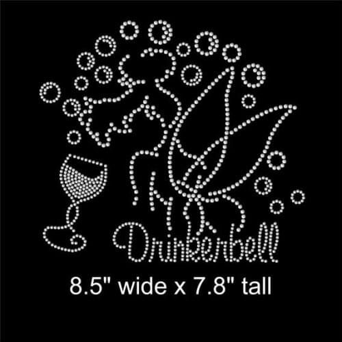 2pc/lot Drinker bell bubbles iron on rhinestone transfer applique patch hot fix rhinestone transfer motifs for shirt