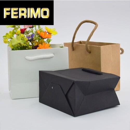 30pcs White Kraft Paper Bag with Handle Wedding Party Favors Bag Fashionable Jewelry Gift Bags Multifunction Paper Packaging Bag