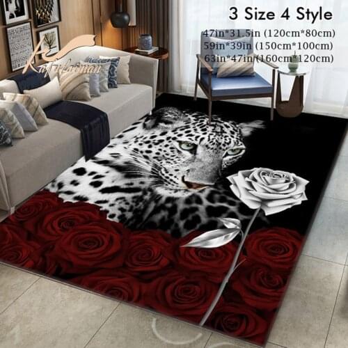 3D Leopard Tiger Lion Cat Non-slip Area Rugs Large Mat Rugs for Living Room Comfortable Carpet Soft Floor Mat Rugs for Bedroom