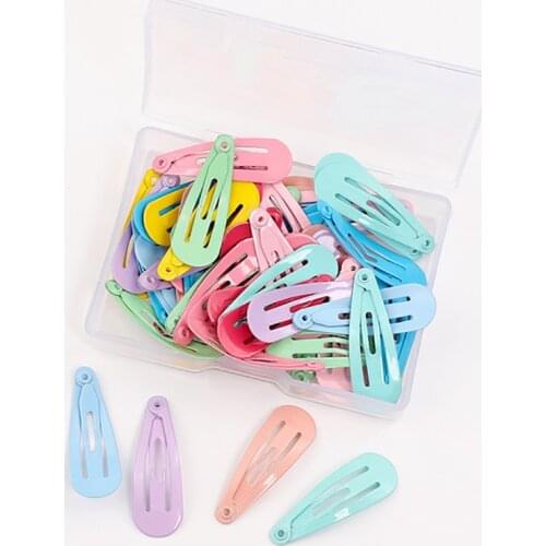 50Pcs/Box Cute Hair Accessories Metal Baby Photo Props No Slip Korean Style Multicolor 3CM for Girls Snap Hair Clips