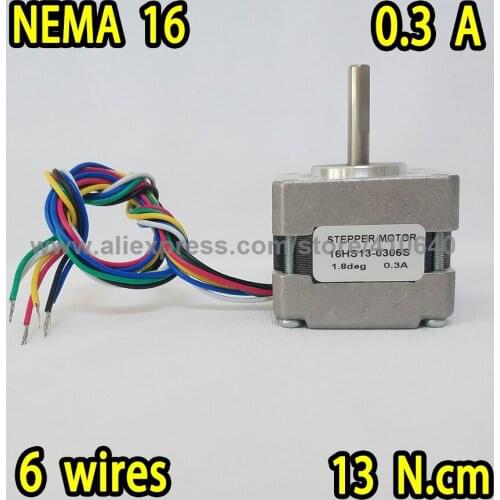 Low Price FREE SHIPPING stepper motor 16HS13-0306S L 34 mm Nema16 with 1.8 deg 0.3 A 13 N.cm 6 lead wires Super Sales