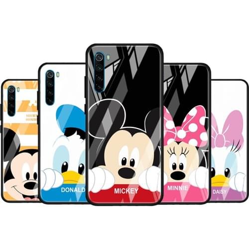 Cute couple Disney Mickey for Xiaomi Redmi K40 K30 K20 Pro Plus 9C 9A 9 8A 7 Luxury Shell Tempered Glass Phone Case Cover