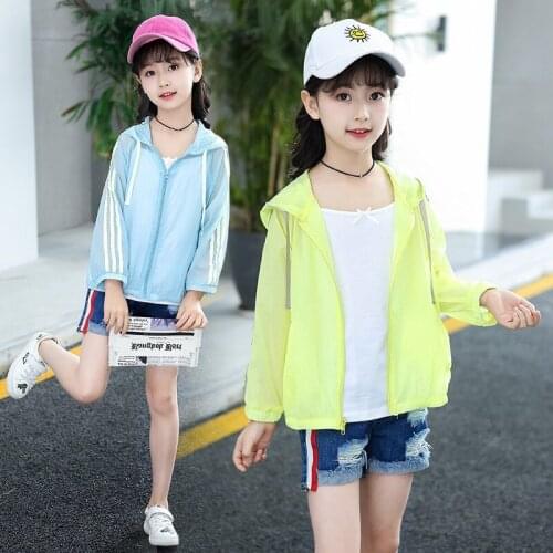 Childrens Clothing Spring Summer For Boys Girls Beach Candy Color Hooded Sun Protection Clothing Kids Baby Coat