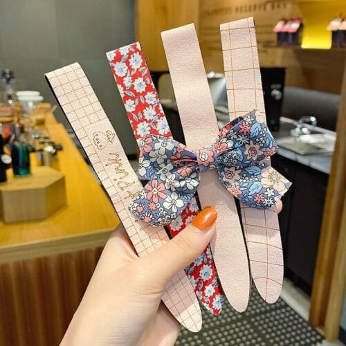 New Fashion Baby Catoon Floral Plaid Especial Velco Girl Hairbands Party School Outside Hair Accessories Children Headbands