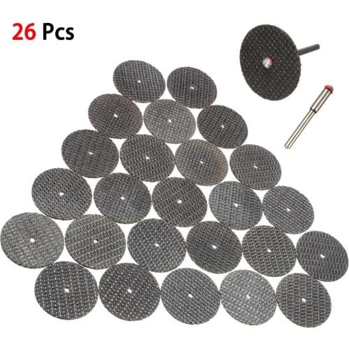 26PC/60PC Metal Cutting Disc for Dremel Grinder Rotary Tool Circular Saw Blade Saw Blade Silver Cutting Discs with 2X Connecting