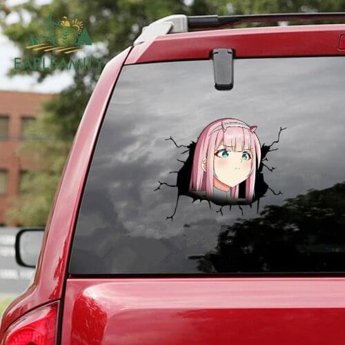 EARLFAMILY 13cm x 10.9cm for Zero Two Car Sticker Anime Decal Car Refrigerators Graffiti Windshield Funny Vinyl Campervan Decals