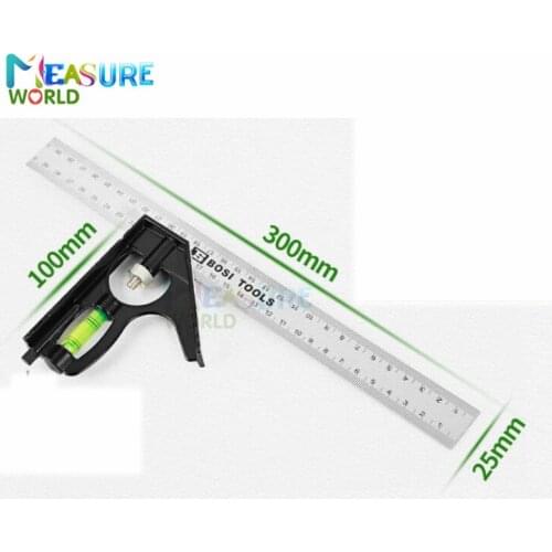 DIY Precise Stainless Steel Measuring Tools Aluminium Combination Mobile Square Workshop Hardware Angle Spirit Level 12"(300mm)