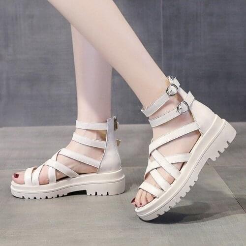 JLFPGV 2021 new summer ladies sandals buckle design black and white platform sandals comfortable ladies platform beach shoes