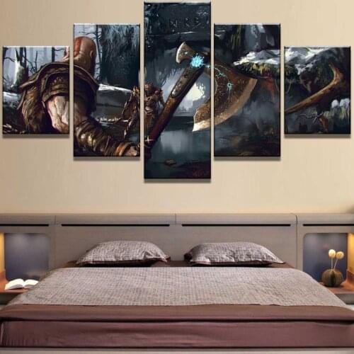 Home Decoration Wall Art Canvas Paintings 5 Pieces God War Pictures Hd Prints Modern Game Poster For Living Room Modular Framed