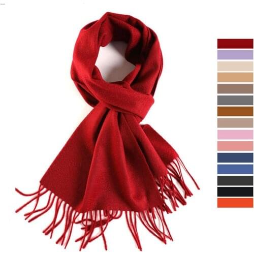 6A Grade 100% Cashemere Scarf for Ladies Winter Pashmina Tassels Long Warm Shawl Wrap Echarpe Solid Color Unisex Men Scarves