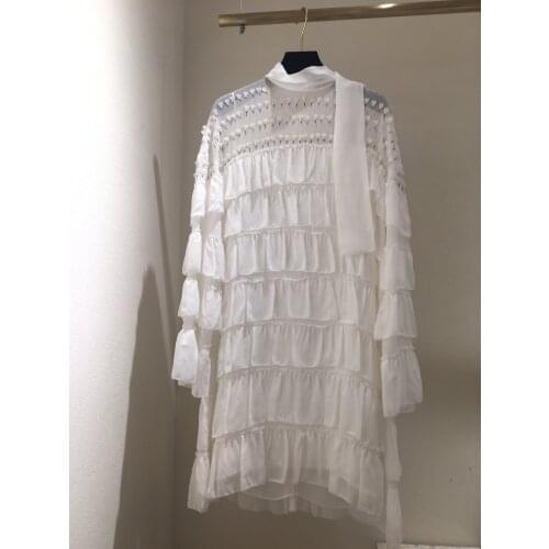 Fashion 2021 new women long-sleeved high-neck lotus leaf stitching dress 0325