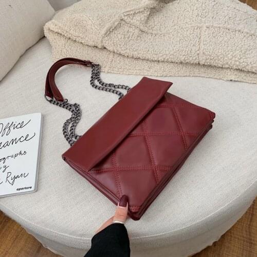 Fashion Casual Shopping Bag Multi-Layer Envelope Bag Solid Color Leather Shoulder Messenger Bag 2021 New Ladies Chain Handbags