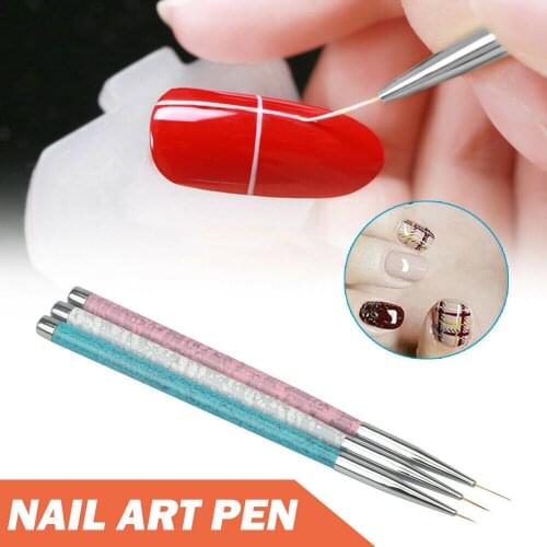 3PCS Professional Gel Nail Brushes 3 Sizes Nail Art Brush Pens Dotting Drawing UV Gel Liner Polish Paint Brush Tool Set