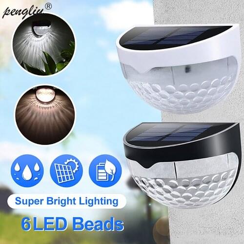 6Led Solar Lamp Waterproof Solar Powered Sensor Wall Light Auto ON/OFF For Outdoor Pathway Garden Patio Fence Garden Decoration