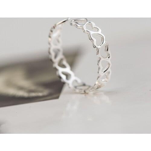 New Arrivals Silver Color Hollow Heart Rings for Women Adjustable Wedding Ring Fashion Jewelry
