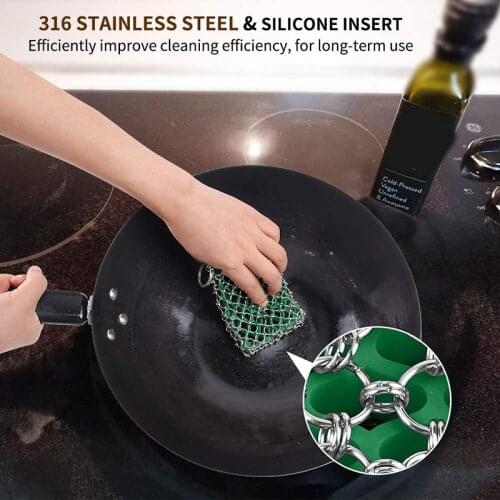Clean Frying Pan Cleaner-Upgraded Chain Nail Scrub Care Suitable for Habit Pot