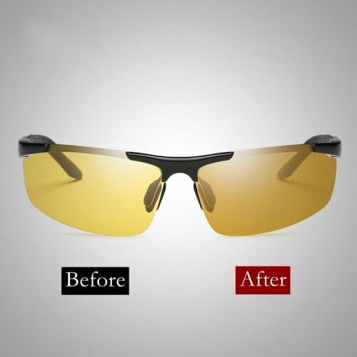 TAC Polarized Photochromic Semi-Rimless Sunglasses Driver Rider Night Vision Goggle Chameleon Change color Glasses Men Women