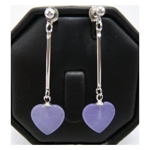 Wholesale noble ladies purple heart Natural Stone earring #003 fashion jewelry