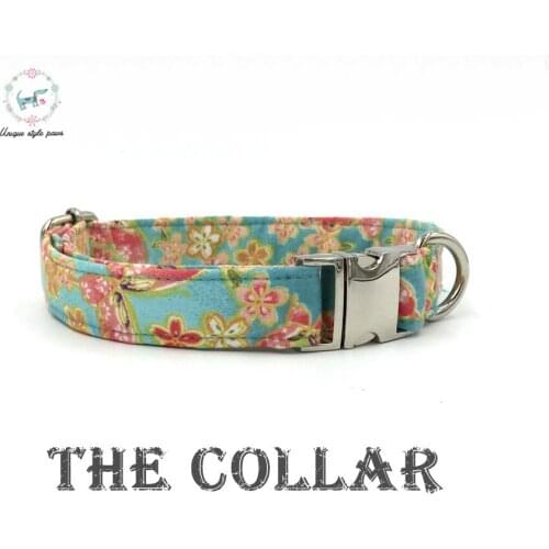 Dog Collar and Leash Set with Bow Tie 100% Cotton Dog &Cat Necklace XS-XL The Soft Breeze