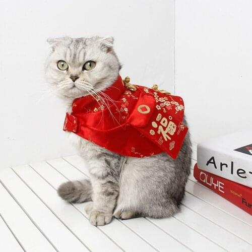 Pet Cat Cloak Chinese Tang Dynasty Dress Small Red Envelope Festive Cloak For Cats Small Dogs New Year Suit Pet Accessory