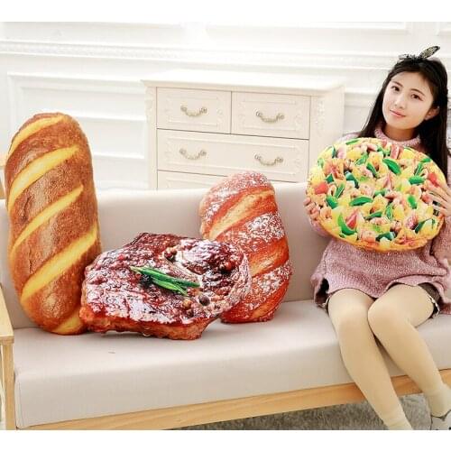Simulational Bread Steak Pizza Shape Pillow Funny Food Nap Pillow and Cushion Kids Kid Gift Plush Doll Toy