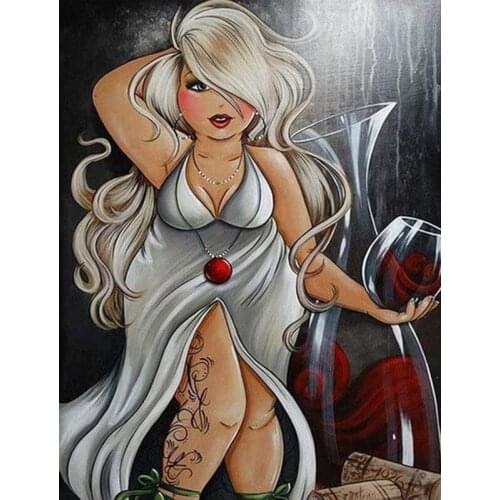 Full Round Diamond Embroidery Cartoon Comic 5D DIY Diamond Painting Cross Stitch Fat Lady Set Full Square 3D Diamond Mosaic Girl