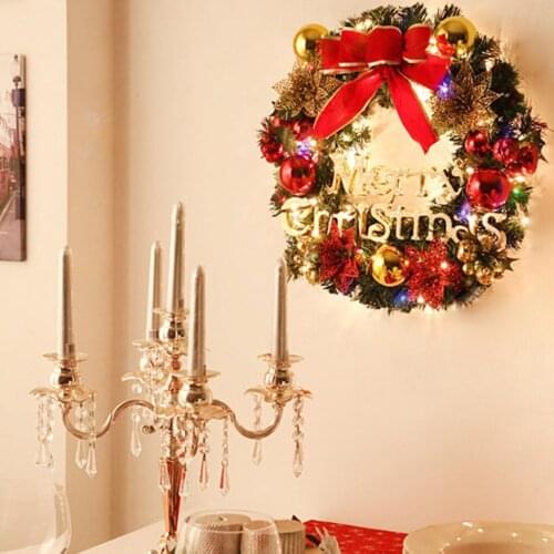 Christmas Bowknot Ball Wreath Artificial Greenery Floral Garland Ornament Home Party Festival Decorations