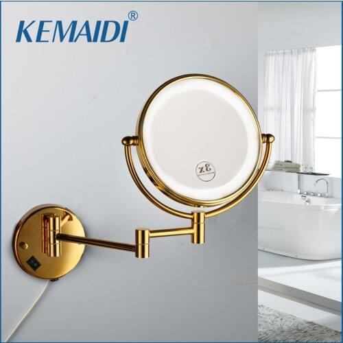 KEMAIDI 8" Magnifying LED Light Makeup Mirror3X Magnification Foldable Touch Screen Bathroom Wall Mounted Illuminated Mirror