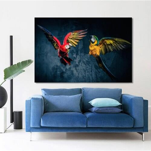 Modern Beautiful Parrots Animal Canvas Painting Posters and Prints Cuadros Wall Art Pictures for Living Room Home Decoration