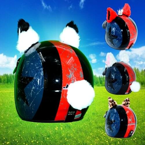 2pcs/Set Car Motorcycle Helmet Decoration Cat Ears Creative Diamond Plush Paste For Motorbike Helmets Cosplay style Car styling