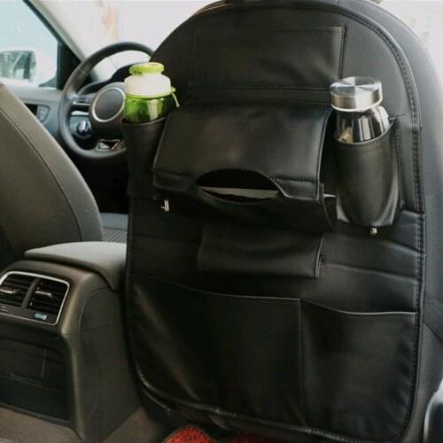 Universal Leather Car Tuning Seat Back Bag Organizer Storage Phone Bottle Holder Multi-Pocket Creative Gadget Car Accessories