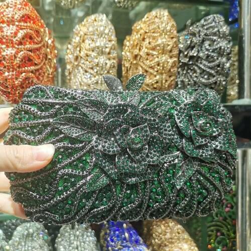 XIYUAN Green Color Diamond Bag High Quality Womnens Evening Crystal Party Handbags Best Fashion Ladies Shoulder Prom Purses