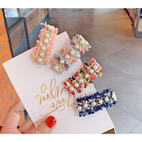 1 Piece New Baby Girls Hair Clip Little Fragrant Children Hair Pins 5cm Side Clips Handmade Pearl Colorful Hair Accessories