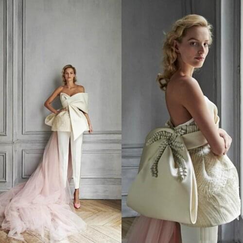 2021 Jumpsuits Prom Dresses One Shoulder Evening Formal Dress With Detachable Train Pageant Dresses For Girls Party Gowns