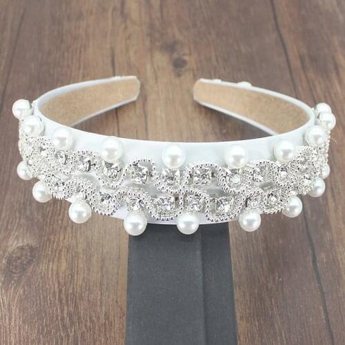 New Handmade Charming Elegant Personality Headband Baroque Full Pearl Crystal Circle Geometry Retro Hair Accessories Hairband