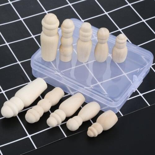 10Pcs Famliy Unfinished Wooden Peg Dolls Crafts Kids Party Favor Wedding Home Decorations Wood Craft People Set Wood Ornaments