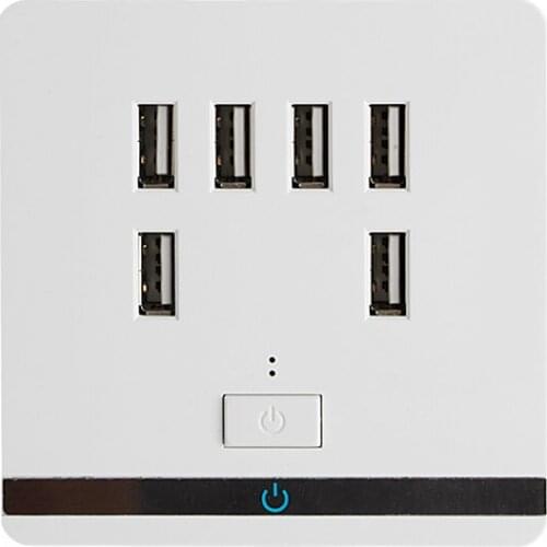 3.4A 6 Port USB Wall Charger Outlet Power Receptacle Socket Plate Panel Switch AC 110-220V Sockets