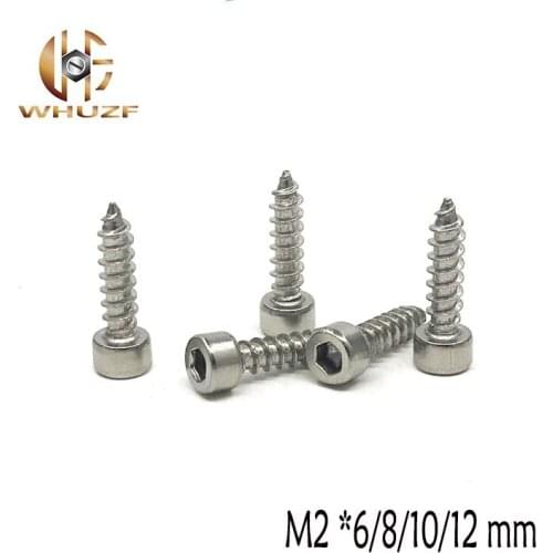 50pcs Model Screw M2 *6/8/10/12mm 304 Stainless Steel Hexagonal Self-tapping Screws, Audio Screws, Model Self-tapping screw