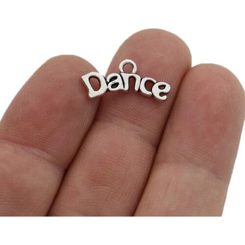 50pcs Silver Plated Dance Charm Pendants for Jewelry Making Earrings Bracelet DIY Accessories 20x9mm