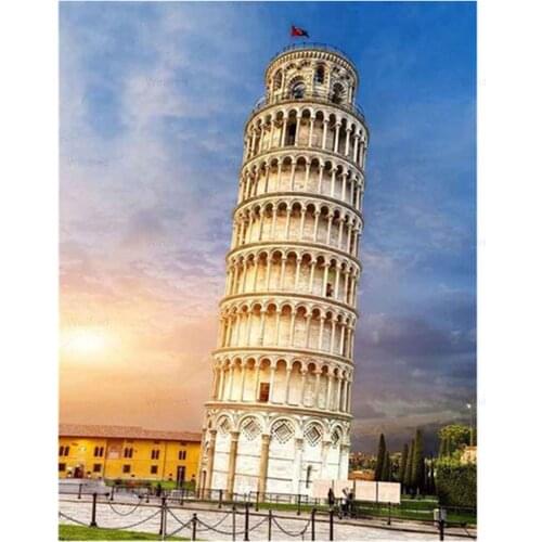 5D Diamond Painting Torre Pendente Di Pisa Diamond Mosaic Diy Full Round Embroidery Cross Stitch Rhinestone Italy Home Decor