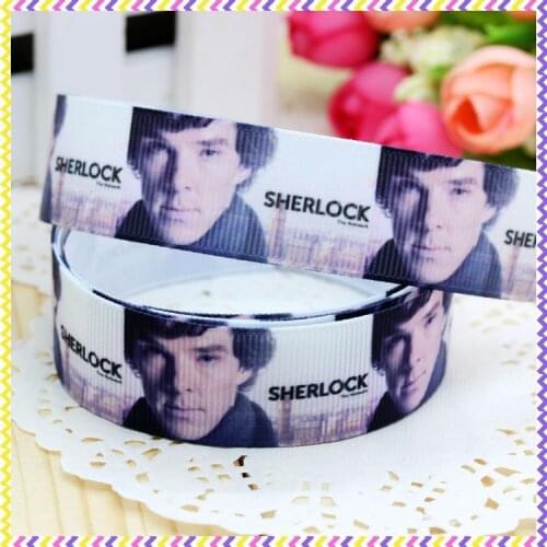 7/8'' Free shipping sherlock printed grosgrain ribbon headwear hair bow diy party decoration wholesale OEM 22mm B646