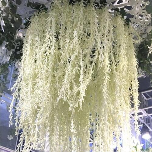 Free Shipping Wedding Ceiling Centerpieces Decorations White Lover Plastic Flower Vine Wister Rattan 115 cm Five Forks